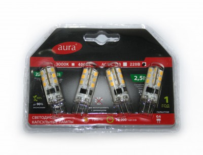 Лампа светодиодная AURA FLD-G4PBH 220V 4000K (4 шт.)